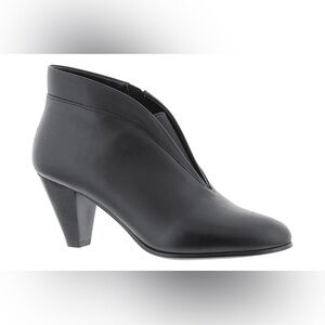 David Tate Black Leather Ankle Booties Womens 9.5 Block Heel Zip
